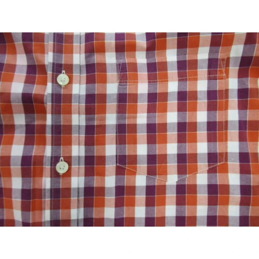 Banana Republic Shirt Mens Medium Long Sleeve Plaid Red Purple Buttoned Down